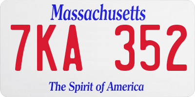 MA license plate 7KA352