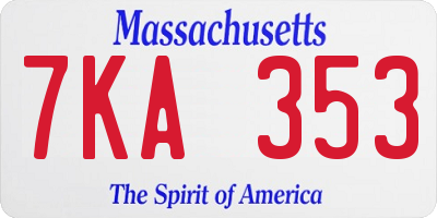MA license plate 7KA353