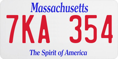 MA license plate 7KA354