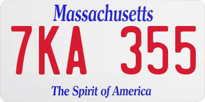 MA license plate 7KA355