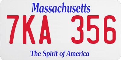 MA license plate 7KA356