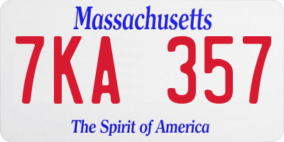 MA license plate 7KA357