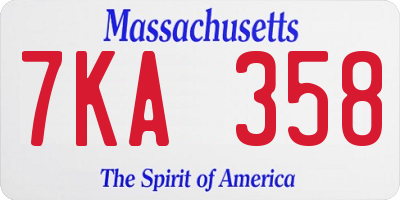 MA license plate 7KA358
