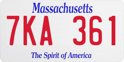 MA license plate 7KA361
