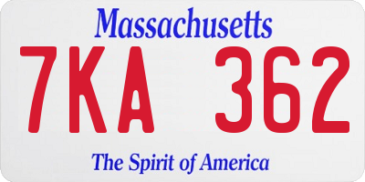MA license plate 7KA362