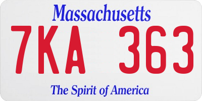 MA license plate 7KA363
