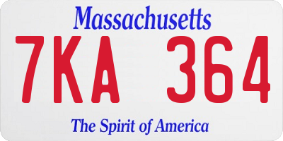 MA license plate 7KA364