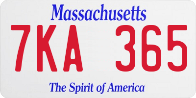 MA license plate 7KA365