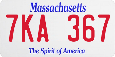 MA license plate 7KA367