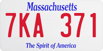 MA license plate 7KA371
