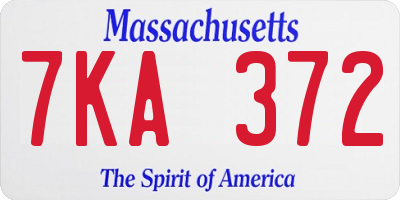 MA license plate 7KA372