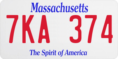 MA license plate 7KA374
