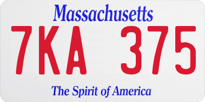 MA license plate 7KA375