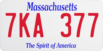 MA license plate 7KA377