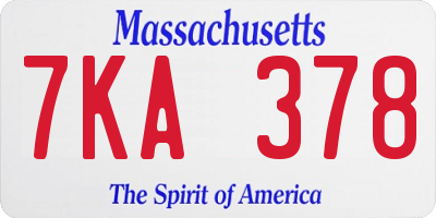 MA license plate 7KA378