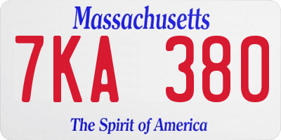 MA license plate 7KA380