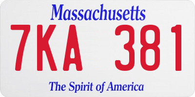 MA license plate 7KA381