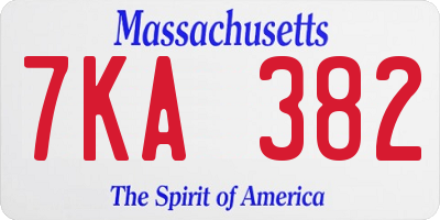 MA license plate 7KA382