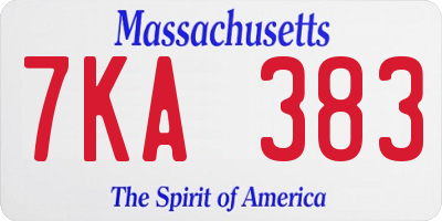MA license plate 7KA383