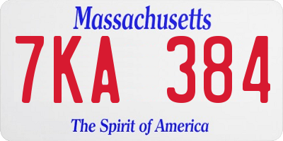 MA license plate 7KA384