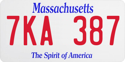 MA license plate 7KA387