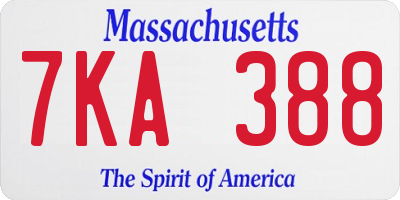 MA license plate 7KA388