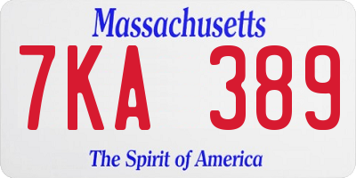 MA license plate 7KA389