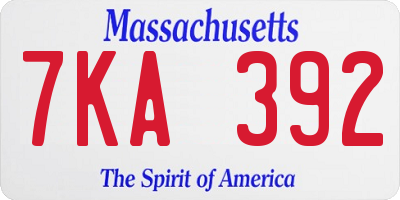 MA license plate 7KA392