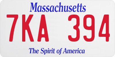 MA license plate 7KA394