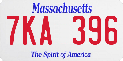 MA license plate 7KA396