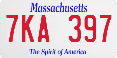 MA license plate 7KA397