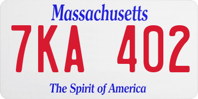 MA license plate 7KA402