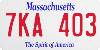 MA license plate 7KA403