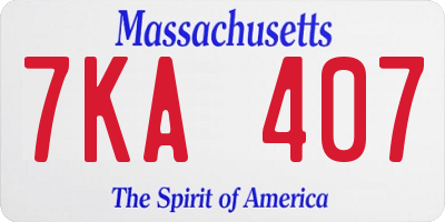 MA license plate 7KA407