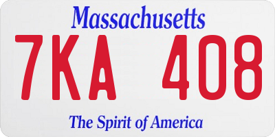 MA license plate 7KA408