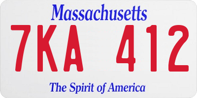 MA license plate 7KA412