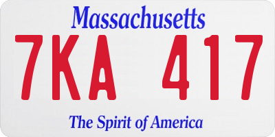 MA license plate 7KA417