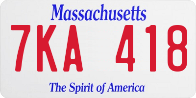 MA license plate 7KA418