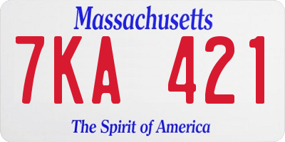 MA license plate 7KA421