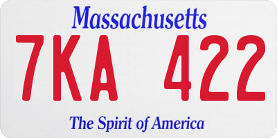 MA license plate 7KA422