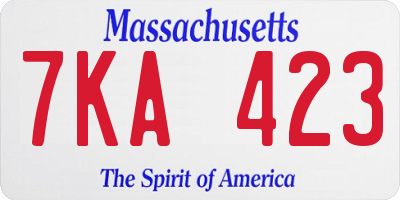 MA license plate 7KA423
