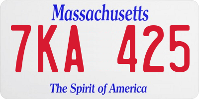 MA license plate 7KA425
