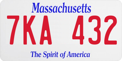 MA license plate 7KA432