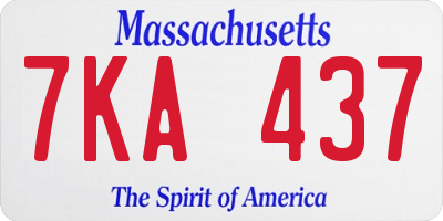 MA license plate 7KA437