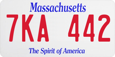 MA license plate 7KA442