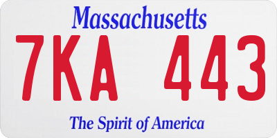 MA license plate 7KA443