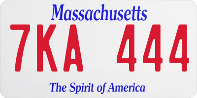 MA license plate 7KA444