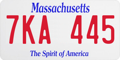 MA license plate 7KA445