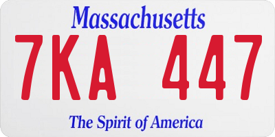 MA license plate 7KA447