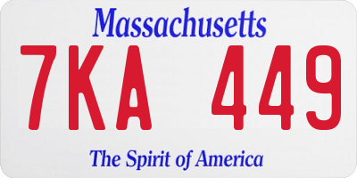 MA license plate 7KA449